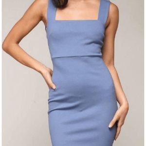 Blue Blush Blue Square Neck Cross Back, Sheath Dress Size Medium